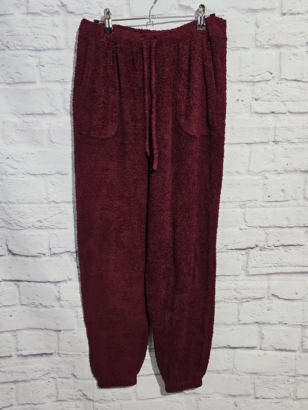 SO Women's Plush Burgundy Jogger Pants